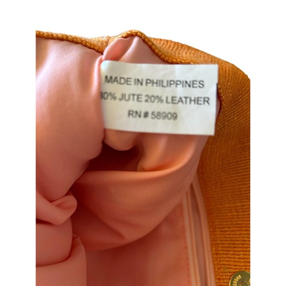 Leather and Fine‎ Jute Woven Tote Shoulder Bag Gorgeous Detail EUC - Picture 7 of 13